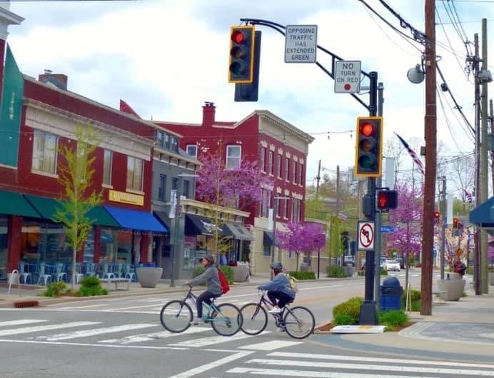 Cyclists on Millburn Avenue